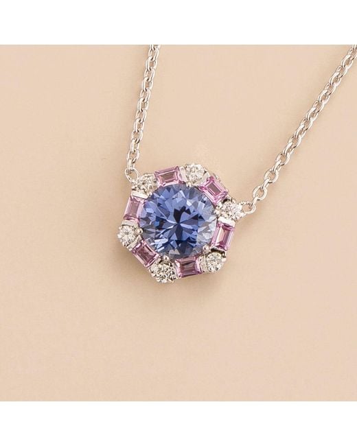 Juvetti Blue Melba Necklace Ceylon, Sapphire, Diamond