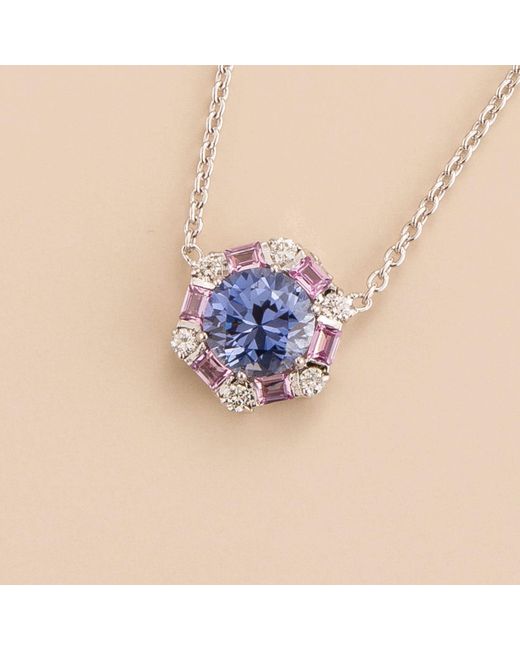 Juvetti Blue Melba Necklace Ceylon, Sapphire, Diamond