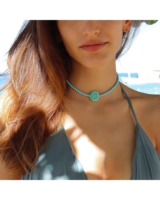 Mineralgems•Studio Blue Choker With Light Rose