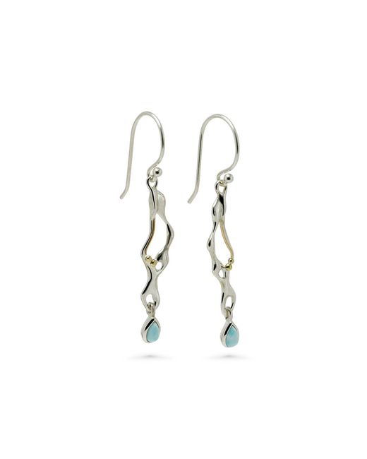 Isla Silver Women's White Sterling Molten Earrings With Teardrop Larimar