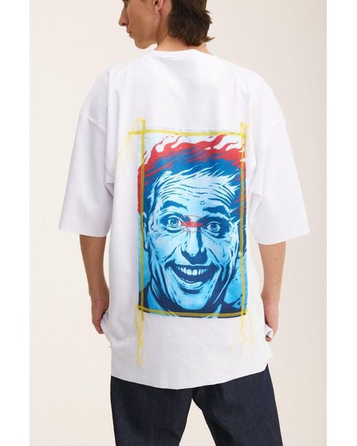 mysimplicated Blue Oversized T-Shirt With Face Print for men