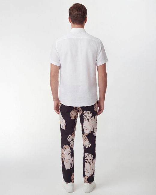 Lords of Harlech Black Charles Monstera Floral Smoke Tailored Pant for men