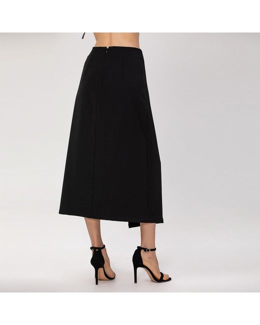 Smart and Joy Black Buckle On Side Wrap Effect Skirt
