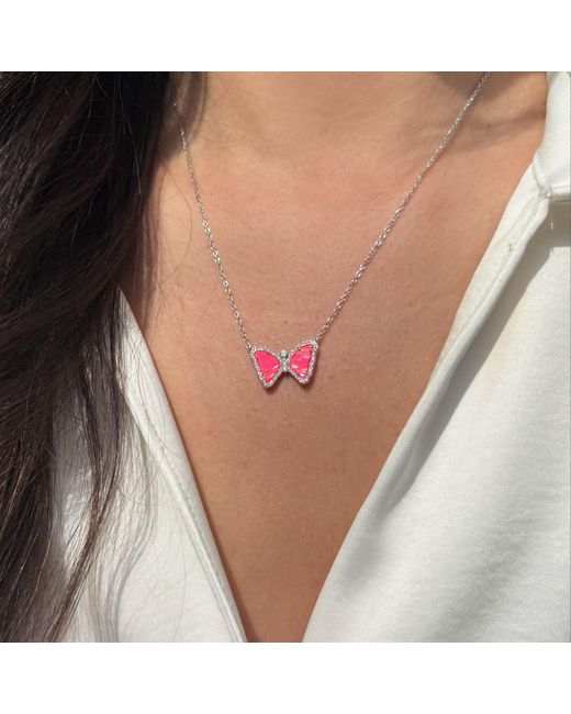 KAMARIA Pink Mini Opal Butterfly Necklace