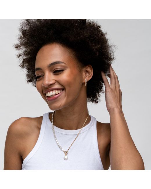 Dower & Hall Metallic Keshi Charm Drop Pearl Luna Necklace