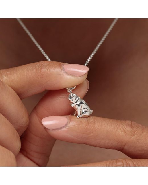 Lily Charmed Metallic Sterling Pug Charm Necklace