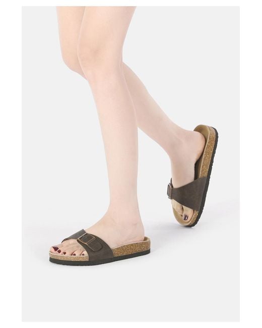 EverAu Australia Brown Swan Leather Easy Slip-On Sandals