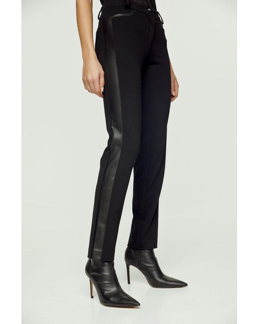 Conquista Black Fitted Jeggings With Faux Leather Detail