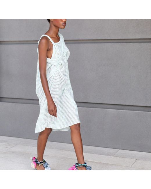 Miro Misljen White Seafoam Sculpture Midi Dress