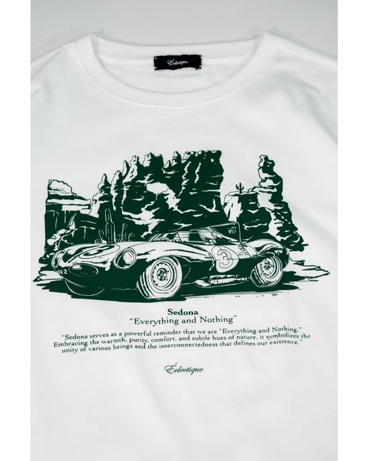 Éclectique Green Jaguar Graphic T-Shirt With D-Type Race Car for men