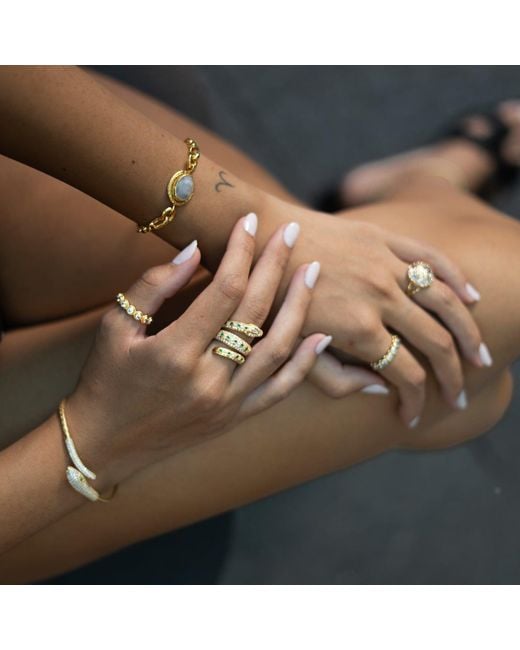 Ebru Jewelry Metallic Eternal Diamond Adjustable Plated Stackable Ring