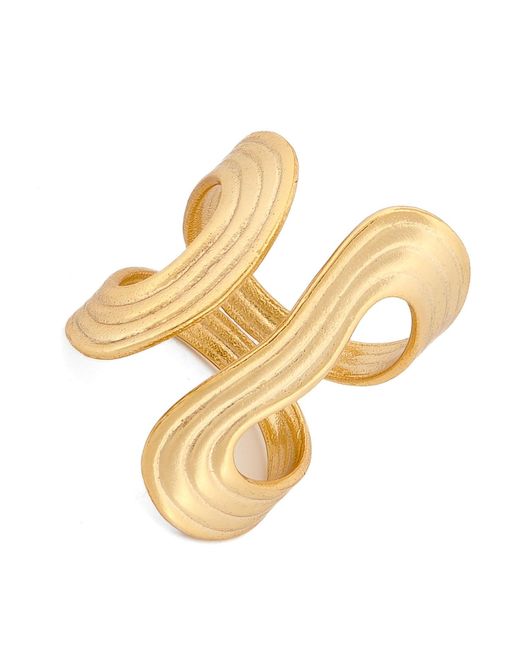 Ebru Jewelry Metallic Golden Flow Cuff Adjustable Ring