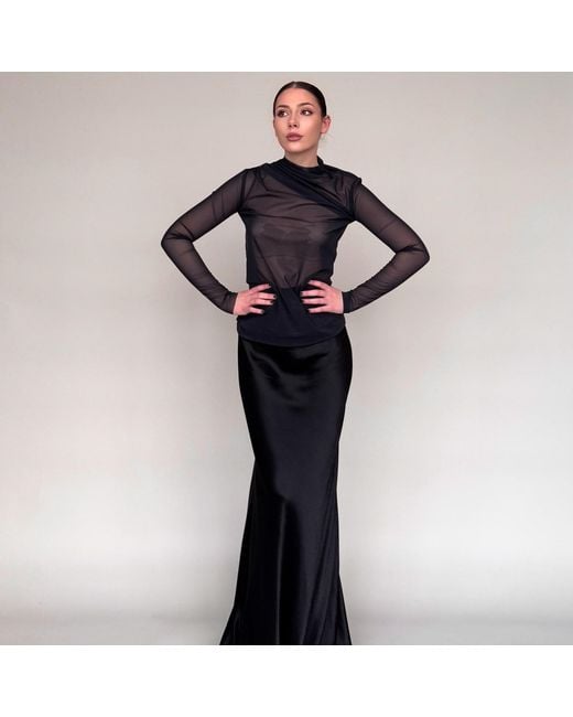 concept A trois Black Tulle Blouse