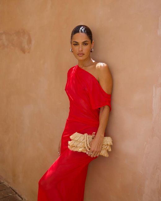 Alia Studio Red Caresse Maxi Gown Dress