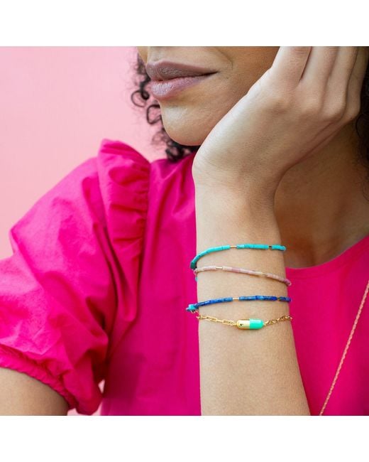 Kris Nations Blue Chill Pill Enamel Bracelet Gold Filled & Turquoise Enamel