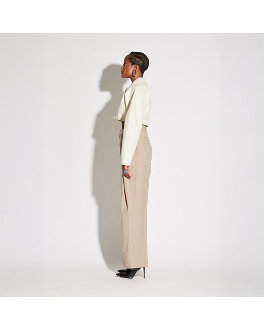 Circular Path White Neutrals Crop Vegan Leather Jacket