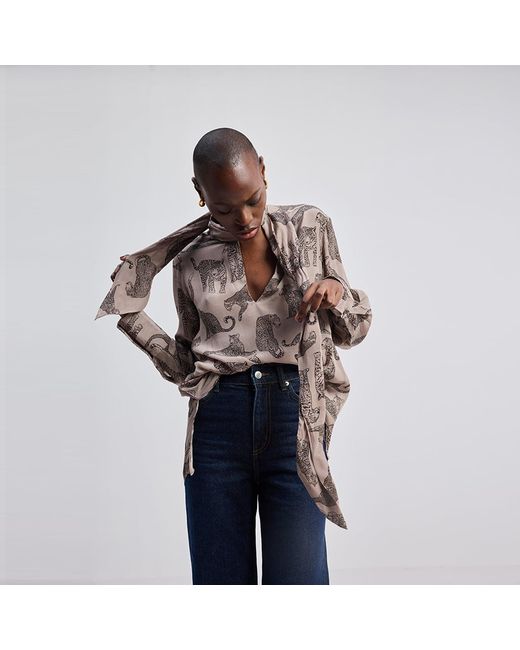 REISTOR Gray Relaxed-Fit Top With Front-Tie