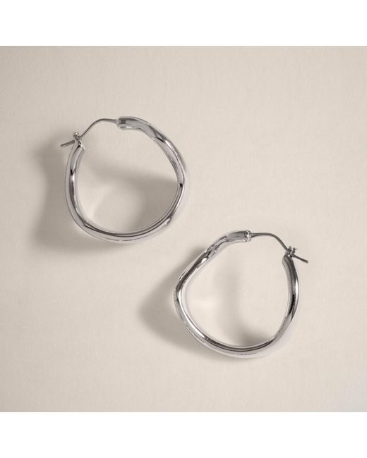Potoska Metallic Curved Maxi Hoop Earrings