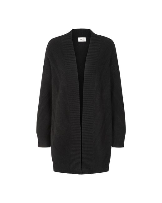 Loop Cashmere Black Textured Chevron Cardigan