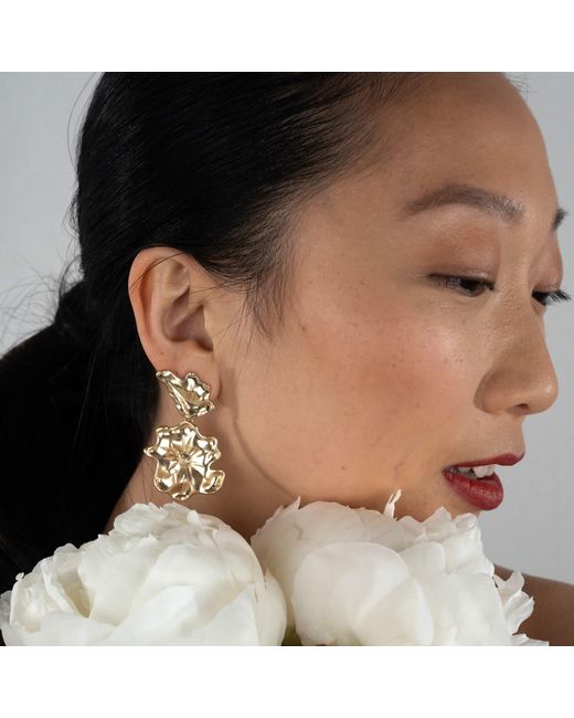 Rare Matters Jewelry Metallic Golden Flora Statement Earrings