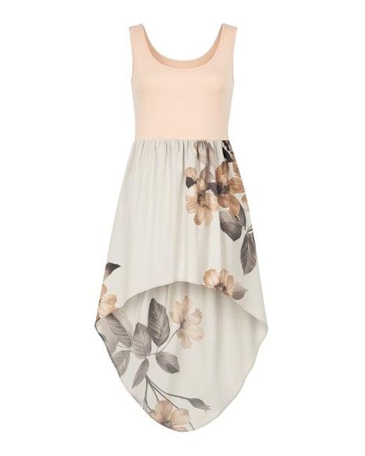 Conquista White Print High Low Hem Dress