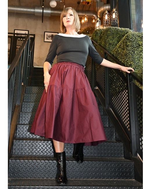Frock Tales Purple Tahiti Midi Skirt With Pockets