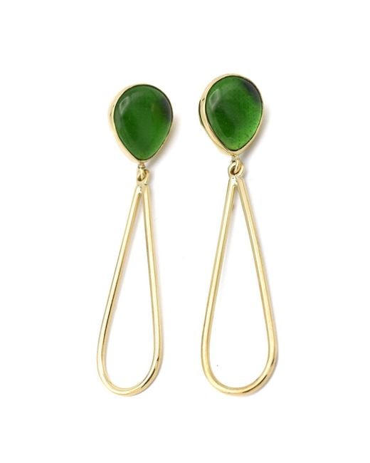 Lala Salama Green Glass Teardrop Earrings