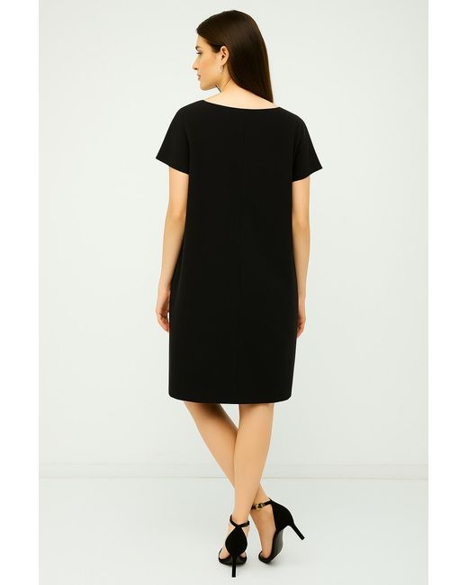 Conquista Black Sack Style Punto Di Roma Short Sleeve Dress