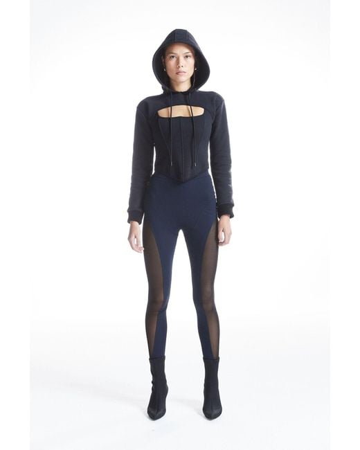 No'design Black Zip-Up Hoodie With Corset Detail