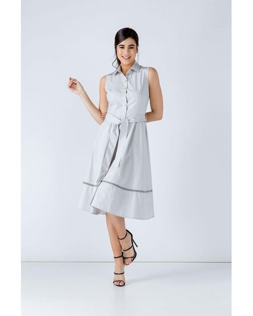 Conquista Gray Button Detail Dress