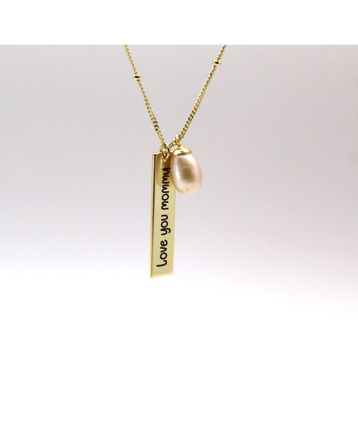 VicStoneNYC Fine Jewelry Metallic Love You Mommy Pearl Solid Necklace
