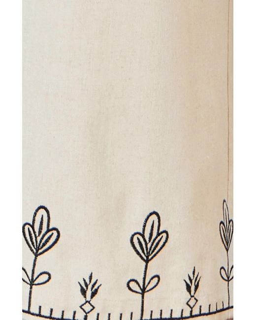 Yumi' Natural Neutrals Ivory Linen Mix Embroirdered Trousers