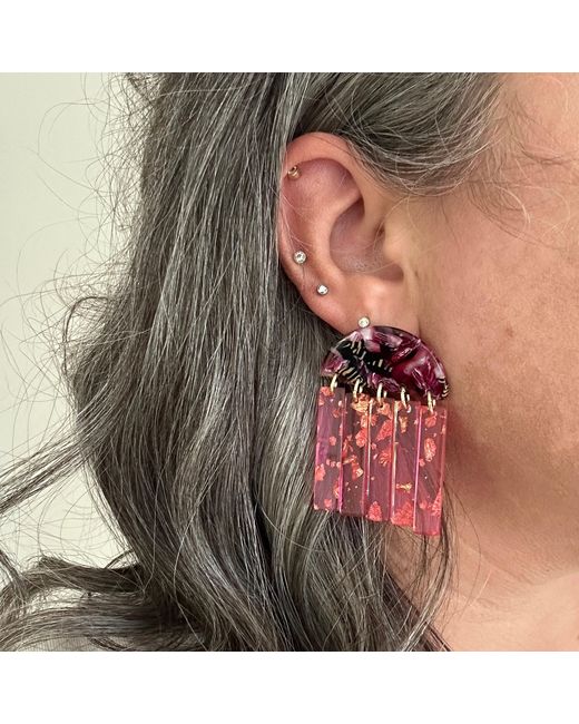 CLOSET REHAB Red Fringe Earrings