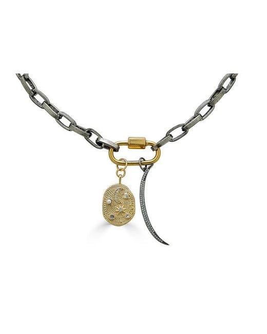 Loni Paul Jewelry Metallic Thick Paperclip Star & Moon Charm Necklace