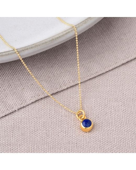 Nellou Jewellery Metallic Gem Dot Birthstone Necklace September Lapis Plated Sterling