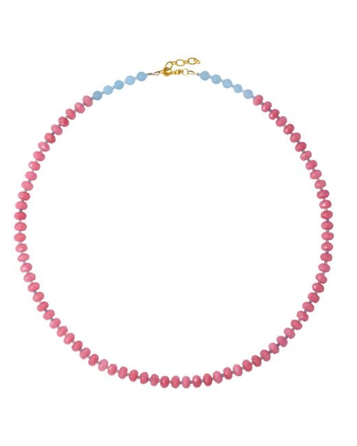 Bombyx House Red Jade Aquamarine Alternating Necklace