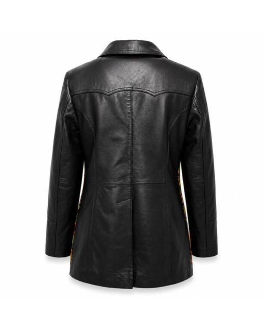 Zasta Studio Black Hand-Embroidered Leather Blazer