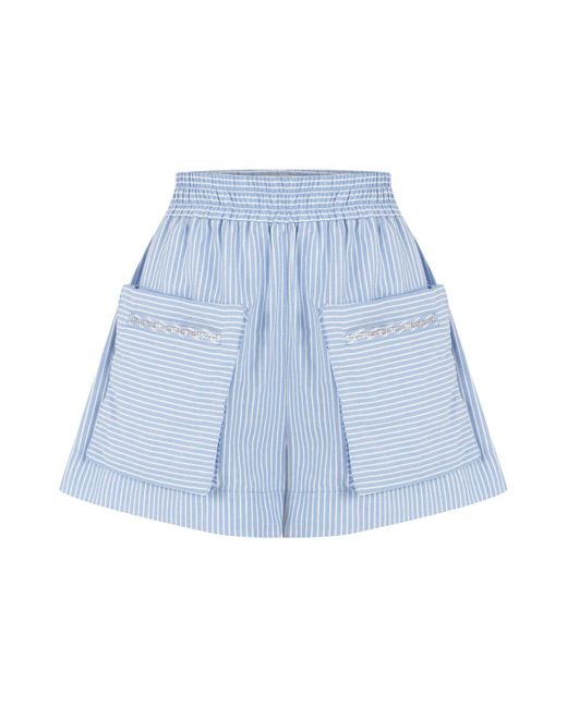 Nocturne Blue Striped Mini Shorts With Pockets
