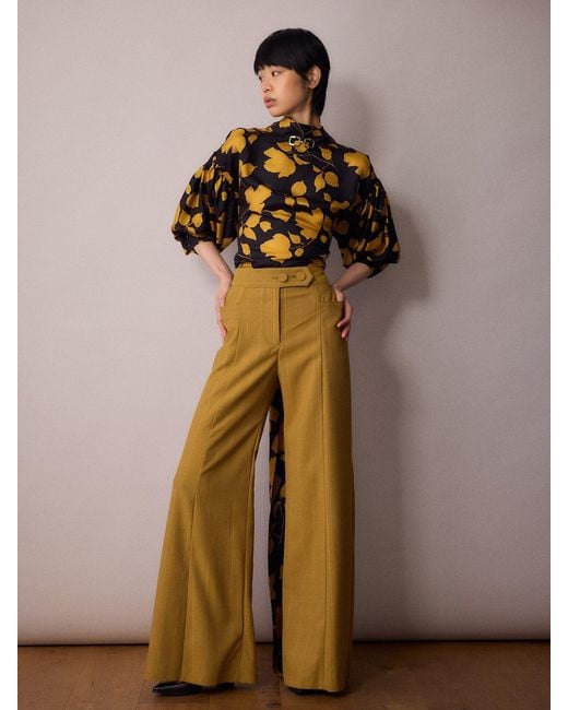Amanda Thompson Couture Natural Anderson Trouser Mustard Pinstripe