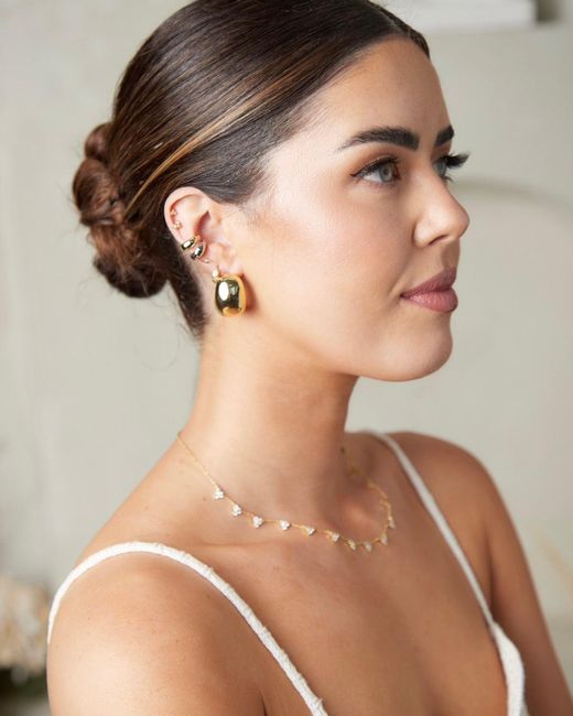 Crystals and Co Metallic Medium Bubble Dome Earrings