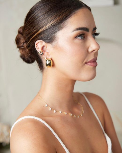 Crystals and Co Metallic Medium Bubble Dome Earrings