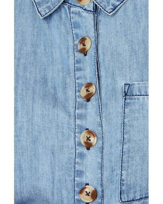 Yumi' Blue Chambray Light Denim Button Jumpsuit