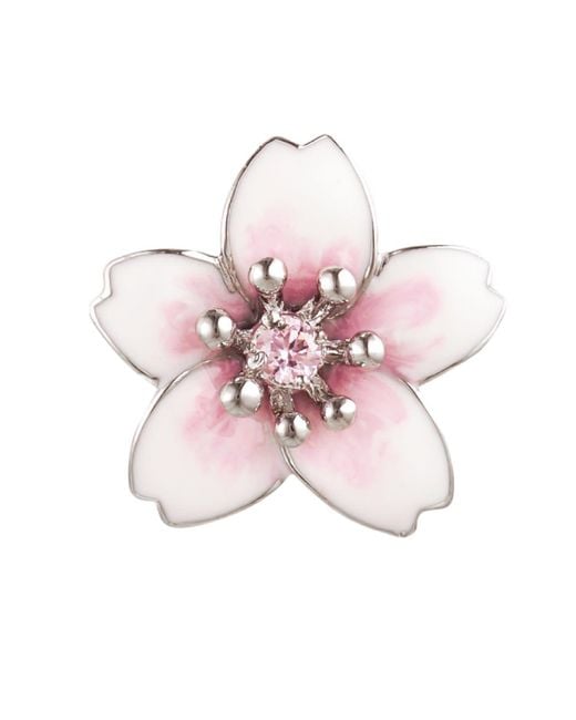 Grosse Pink Zirconia & Enamel Flower Earrings, Series Sakura