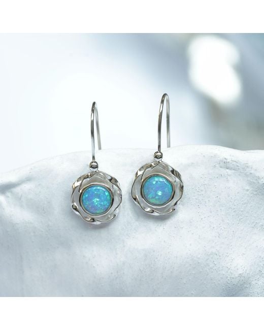 Isla Silver Blue Opal Drop Earrings