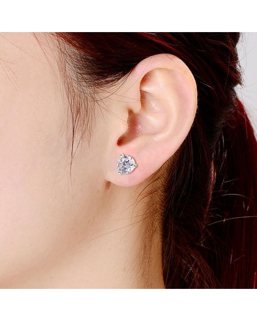 Genevive Jewelry Metallic Rachel Glauber Plated Three-Prong Martini Solitaire Stud Earrings