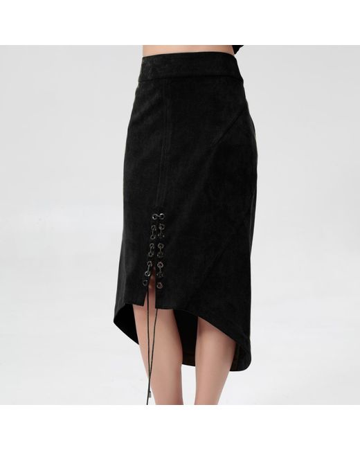 Smart and Joy Black Front Lacing Suede Skirt