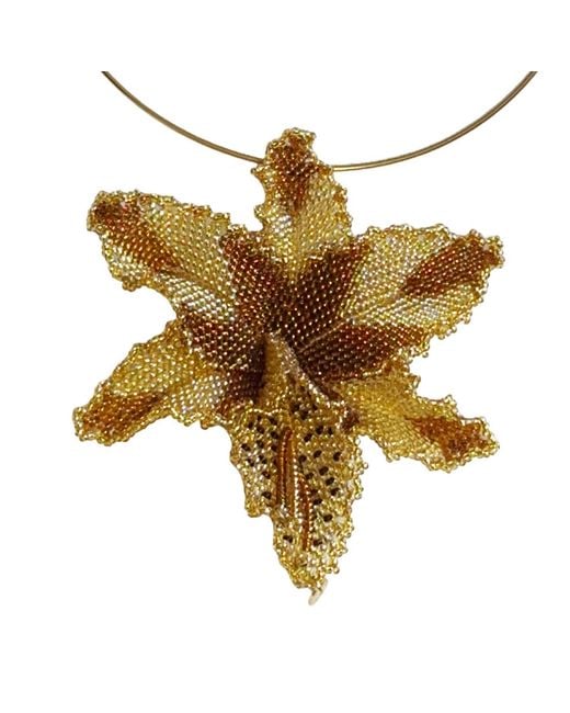 Iliana Arrazola Metallic Orchid Choker, And Bronze, Glass Beads, Beaded Jewelry