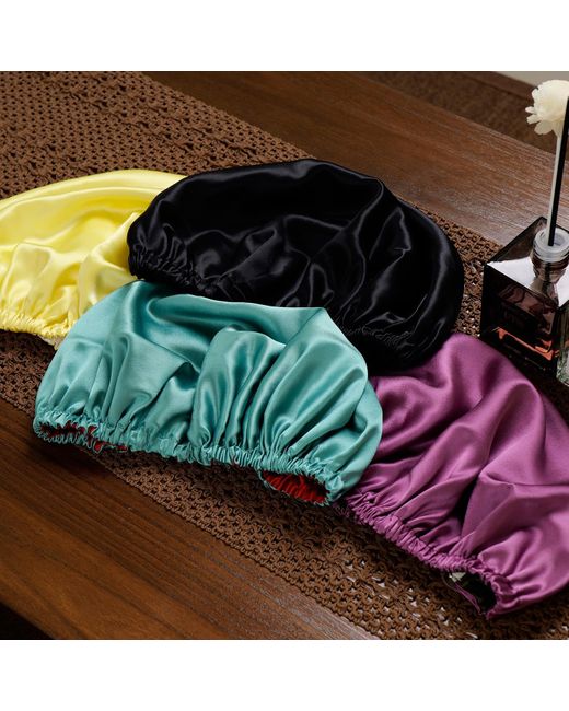 Soft Strokes Silk Blue Pure Mulberry Silk Double Layer Bonnet Dark Night
