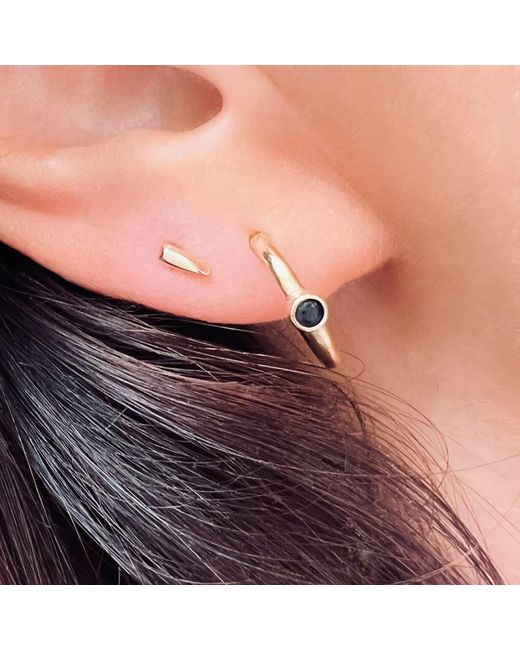 Tory Long Metallic Sapphire Hoops