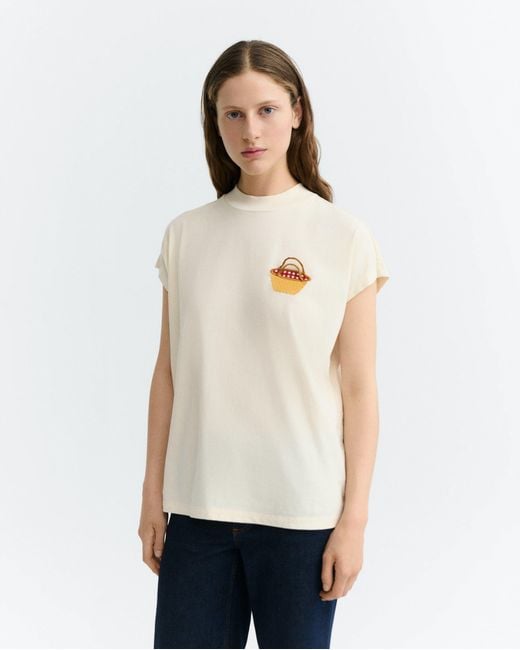 Thinking Mu Natural Embroidered Basket Volta T-Shirt